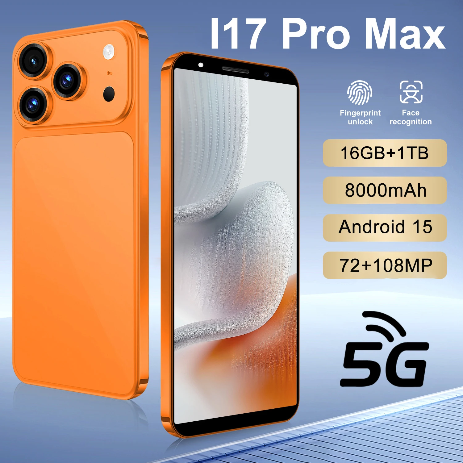

Hot 2026 New High Quality i17 Pro Max Original Intelligent 4G 5G Dual Card Dual Standby System Global Version 8000mAh Battery