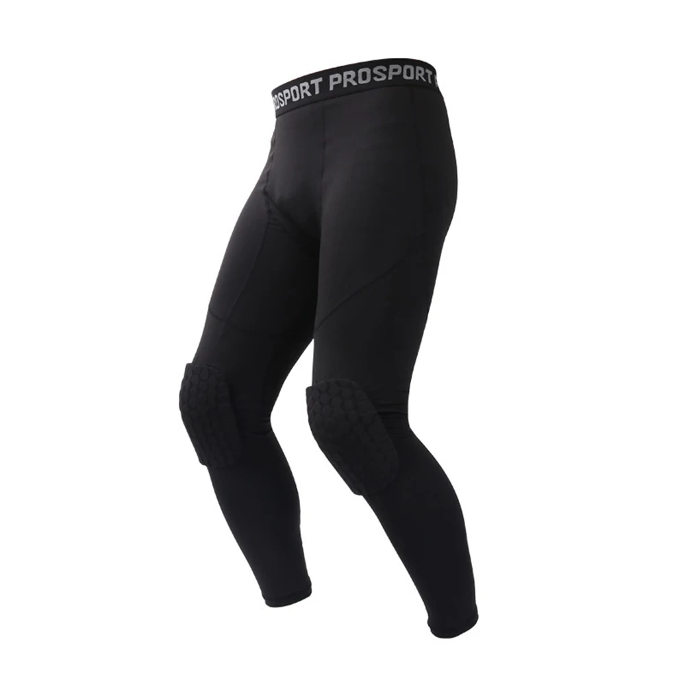 Football Men's Pants Running Padded Knee Protect Sport Trousers Basic Tights Bottom Quick Dry Elastic Basketball Sweat Leggings