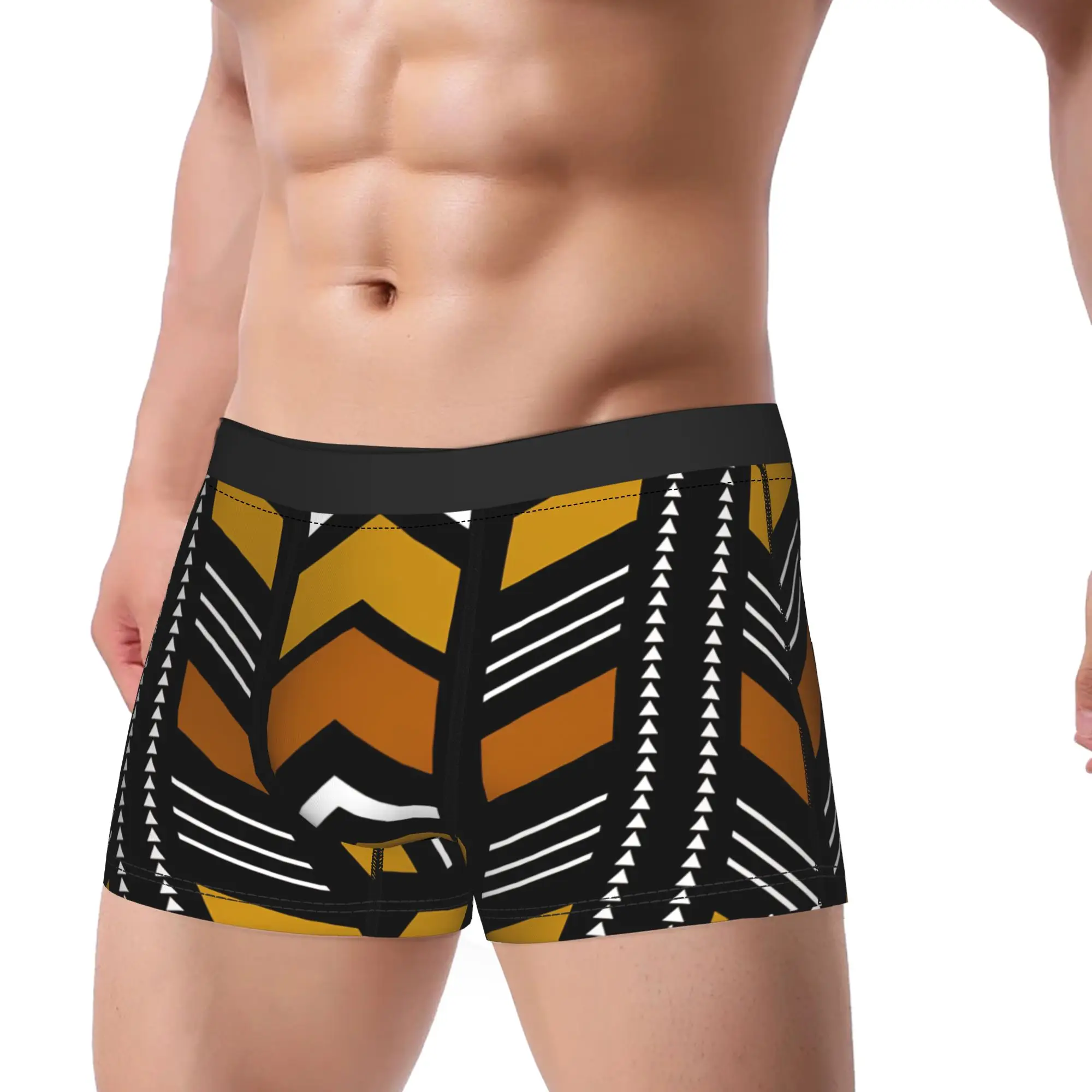 Modern African Art Bogolan Mud Cloth Bold Fabric Pattern Underwear  Printing Boxershorts High Quality Man Panties Boxer Brief
