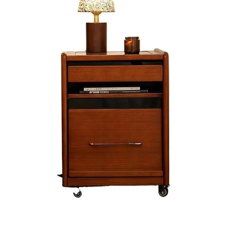 Medieval solid wood bedside table, bedroom small crevice storage cabinet