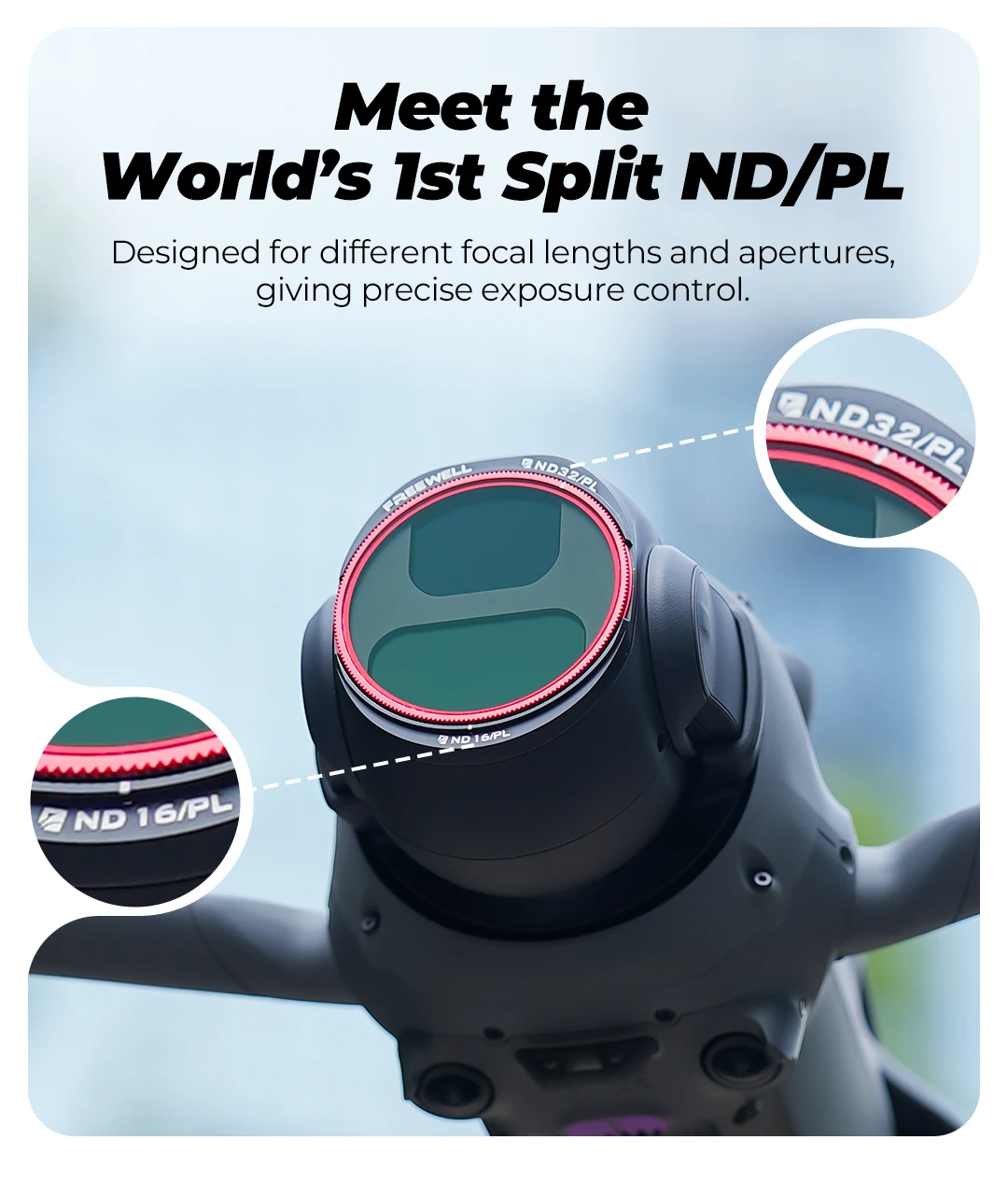 Freewell ND/PL-Filter-Set für DJI Mavic 4 Pro ND8/PL ND16/PL ND32/PL ND64/PL, 4er-Pack Drohnen-Objektivfilter, Fotografie-Zubehör