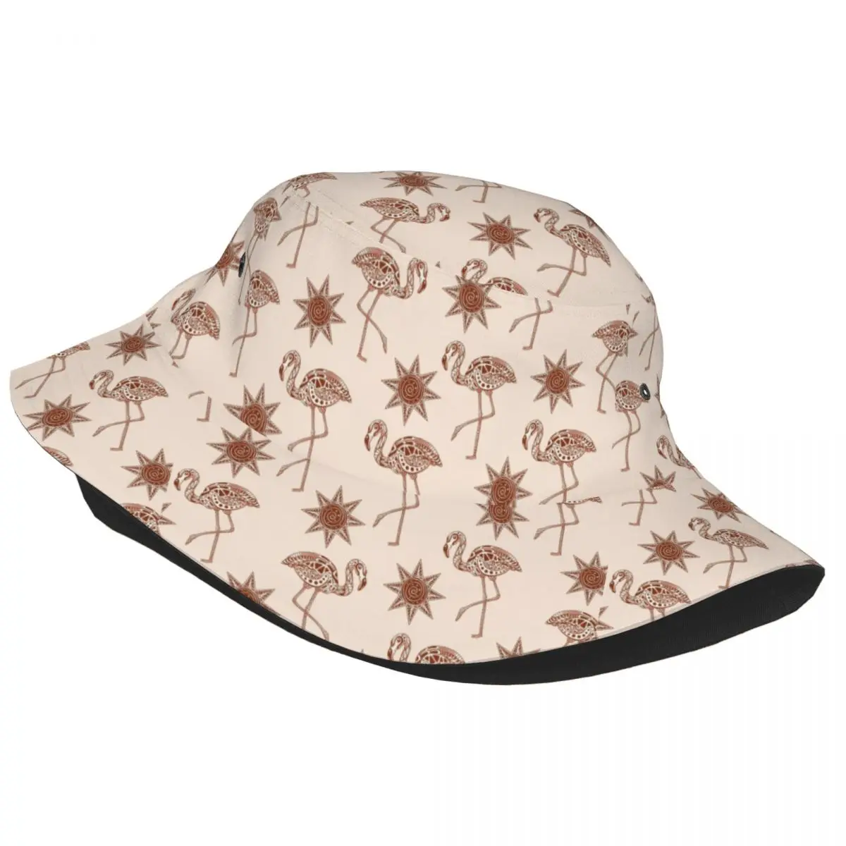 Tribal Flamingo Pattern Bucket Hats Women Men Unisex Trendy Summer Fisherman's Hat