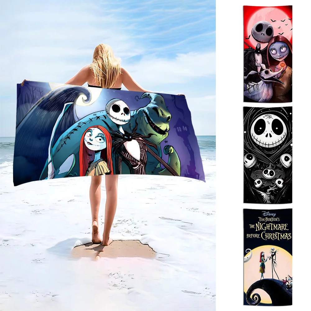 Jack Skellington Beach Towel Microfiber Sand Free Quick Dry Soft Sandproof Pool Towels Gift for Women Travel Gym Shower Camping