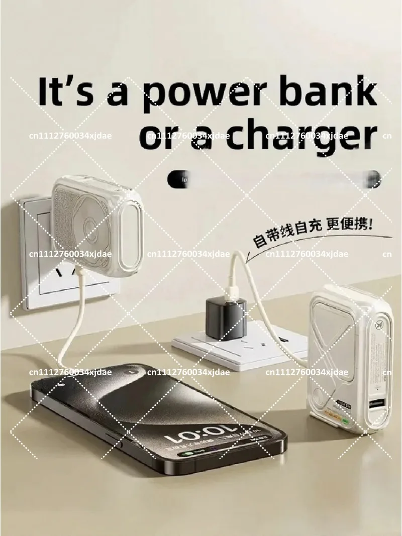 20000mAh Portable Charger Built-in Cable Magnetic Wireless Fast Charging External Battery Pack for Mobile Phones