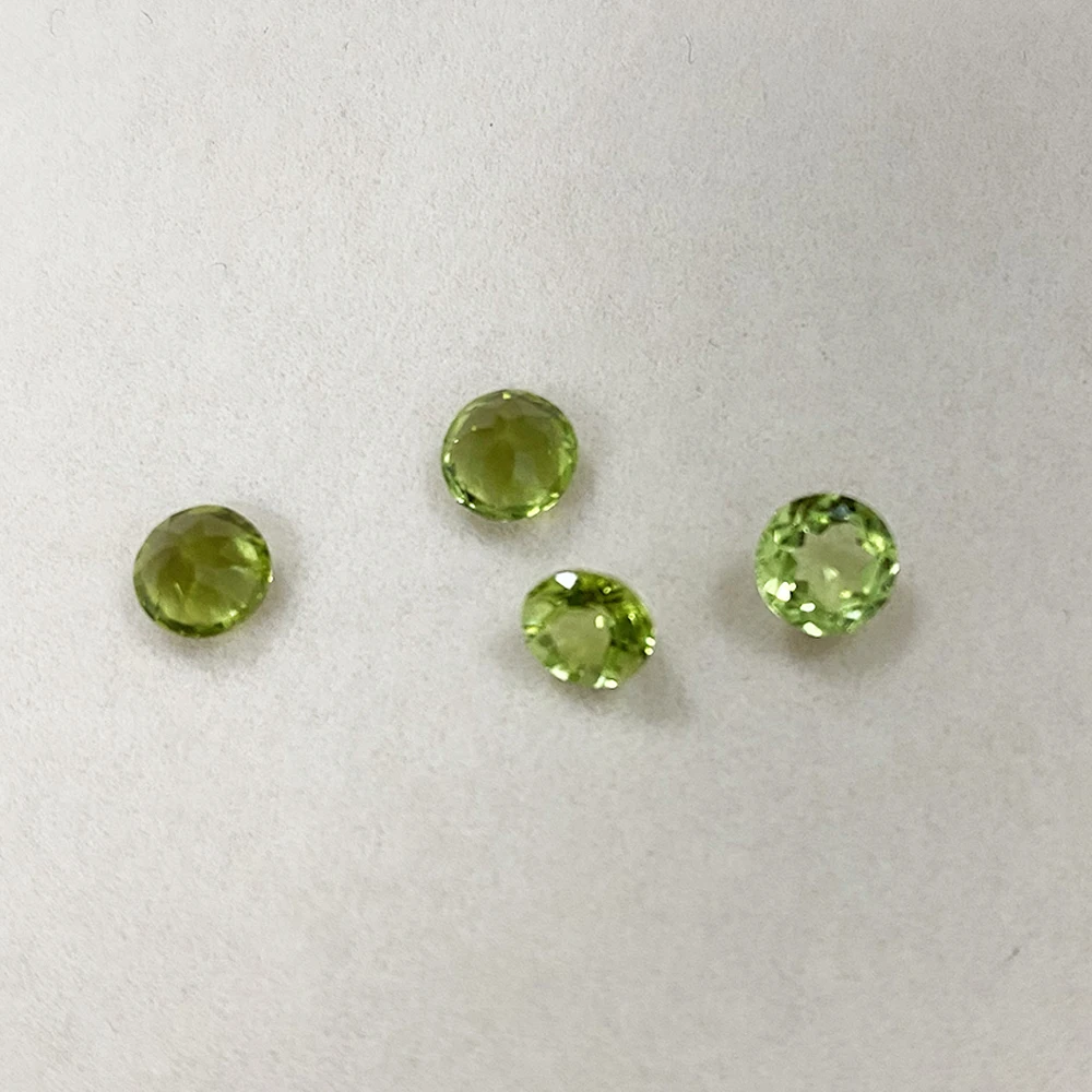100% Natural Loose Stone 7X7mm 1.4ct Round Cut Olivine Peridot Gemstone for Earring Ring Necklace DIY Jewelry Making Accessory