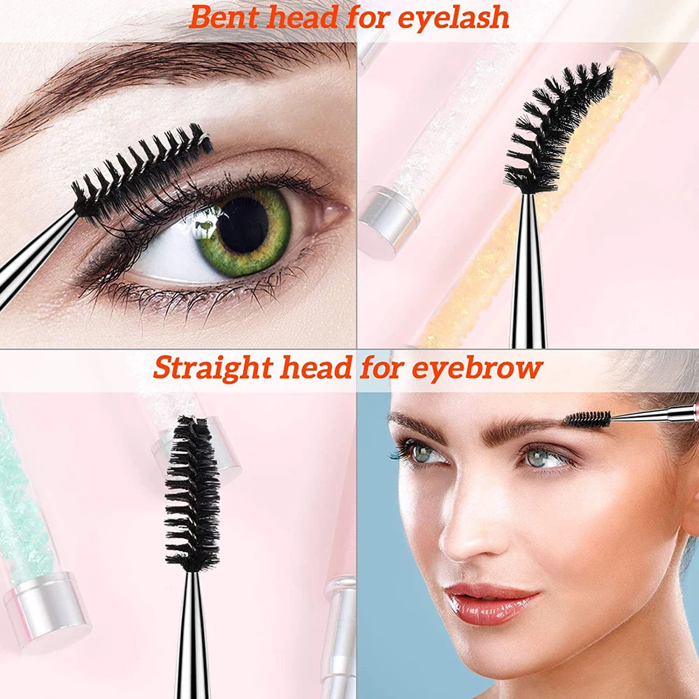 Crystal Rhinestone  Eyebrow Comb Eyelash Brush Mascara Wands Applicator Spoolers Brush Makeup Eyelashes Extension Tool