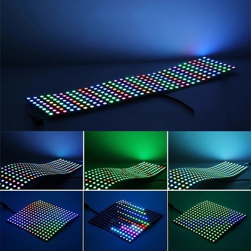 1-5pcs WS2812B RGB LED Matrix Panel Light Flexible Individually Addressable 8x8 16x16 8x32 DC5V Digital Tape Module Pixel Screen