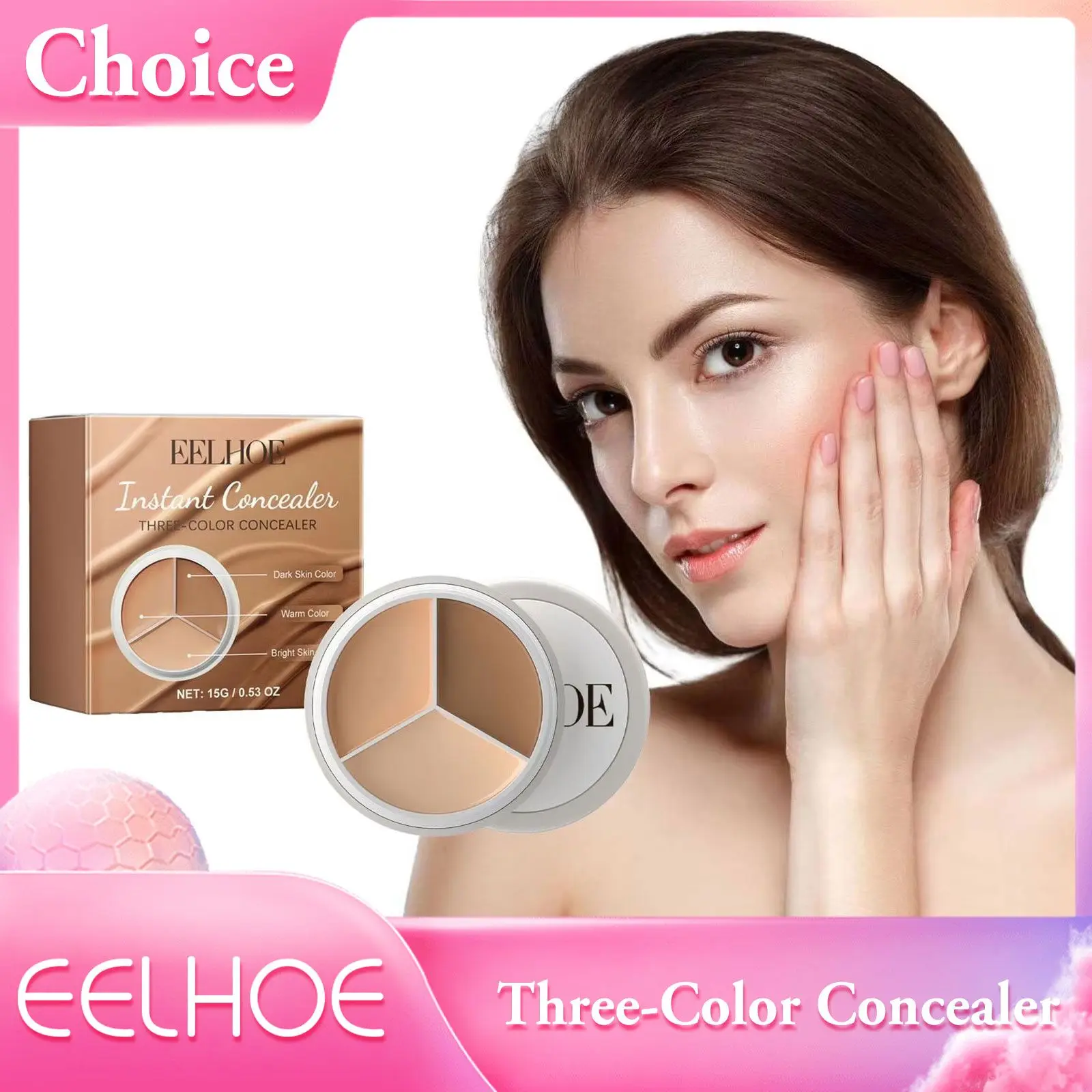 

3-Color Concealer Facial Cream Waterproof Long Lasting Cover Spots Acne Dark Circles Moisturize Face Foundation Makeup Cosmetics