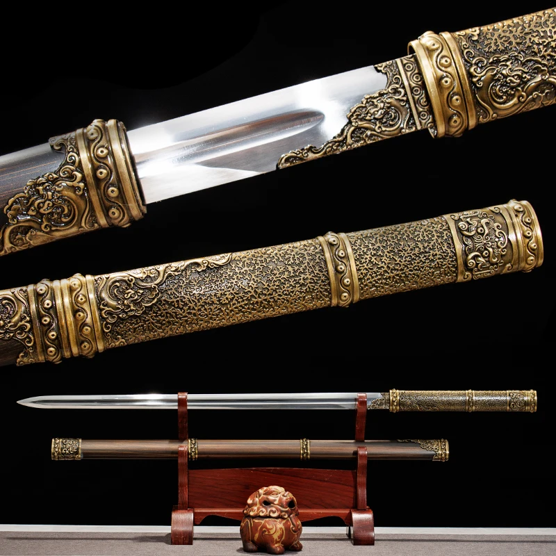 

Medieval Tang Sword High Manganese Steel Blade Sharp Ready Battle Real Full Size Samurai Swords Tiger Teeth Weapons Katanas