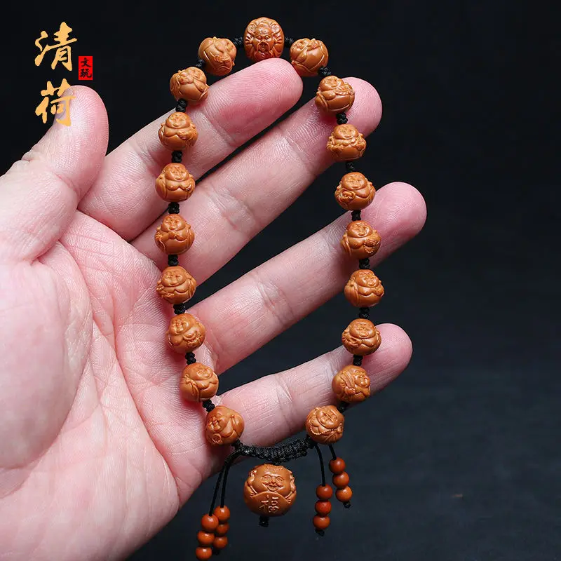 Cute Little Monk Buddha-style Cultural Play Hand-carved Monkey Head Walnut Bracelet for Men and Women Hanging Neck Lucky Jewelry