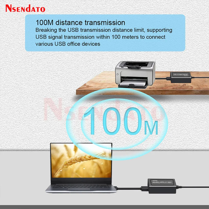 2 Port USB 2.0 Extender 100M Over Cat5e/6 USB To RJ45 Ethernet Cable Adapter for Camera Mouse Keyboard Printer USB Flash Disk