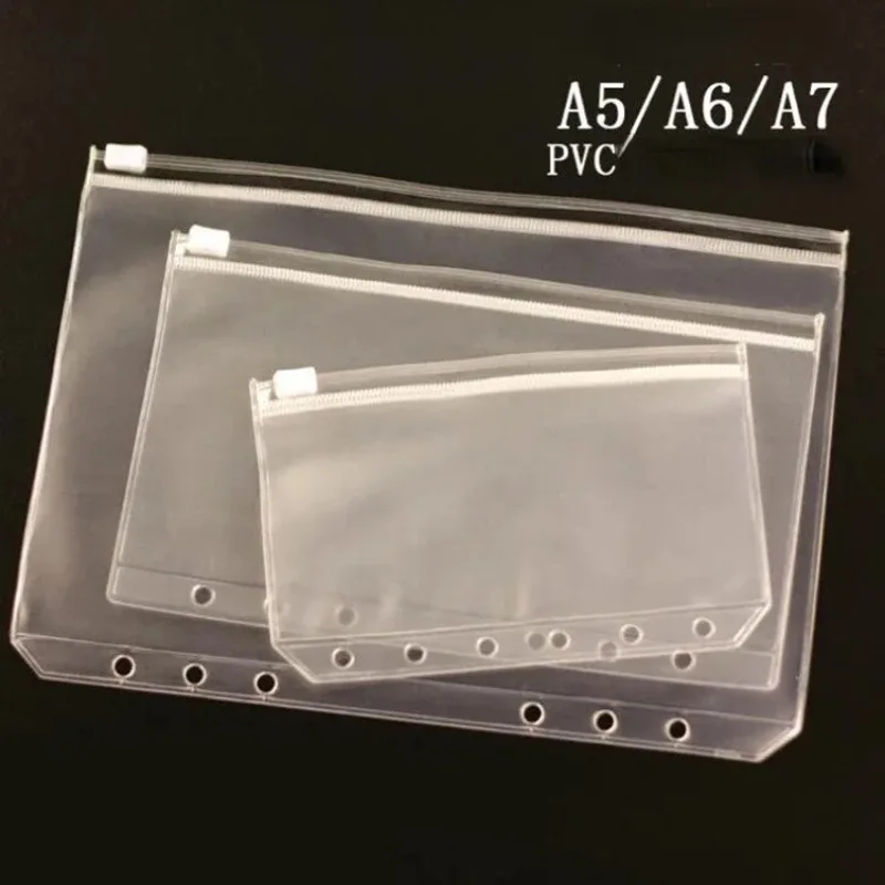 10PCS PVC Binder Pocket Cash Envelopes A5 A6 A7 Zipper Folders Pouches Money Organizer Budget Document Filing Loose Leaf Inserts - view 5