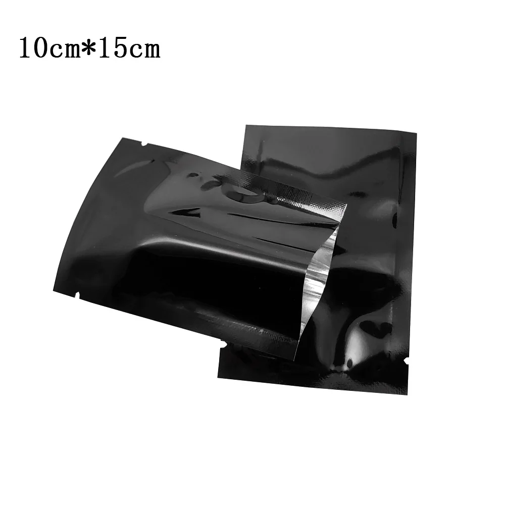 

Retail 10x15cm Black Three side sealed Aluminized Food Grade Packaging Bags Powder Candy Medicine Vacuum Packing Bag 200pcs