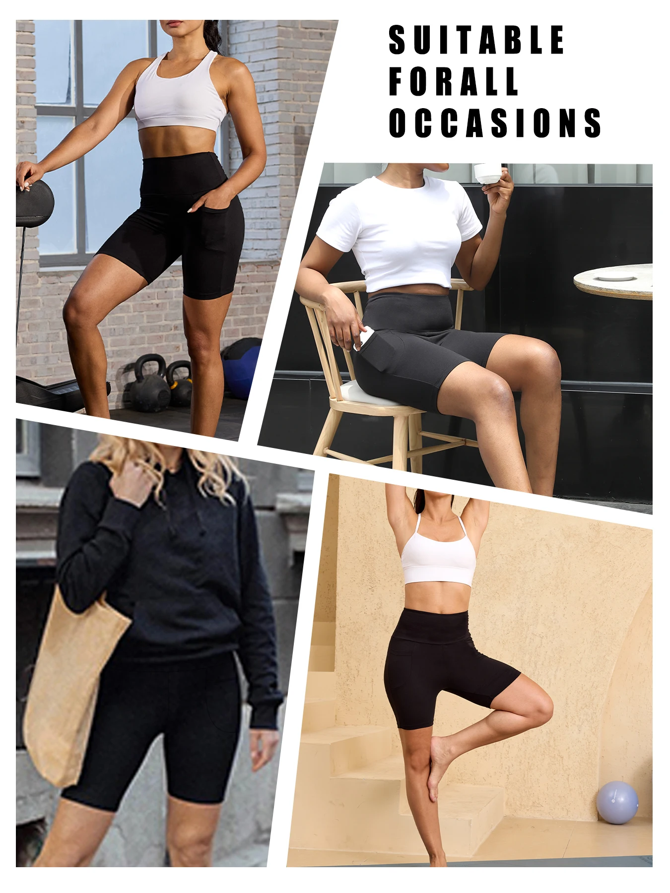 High Waisted Biker Shorts For Women With Pockets Super Soft No See Through Workout Running Yoga Athletic Push Up Gym
