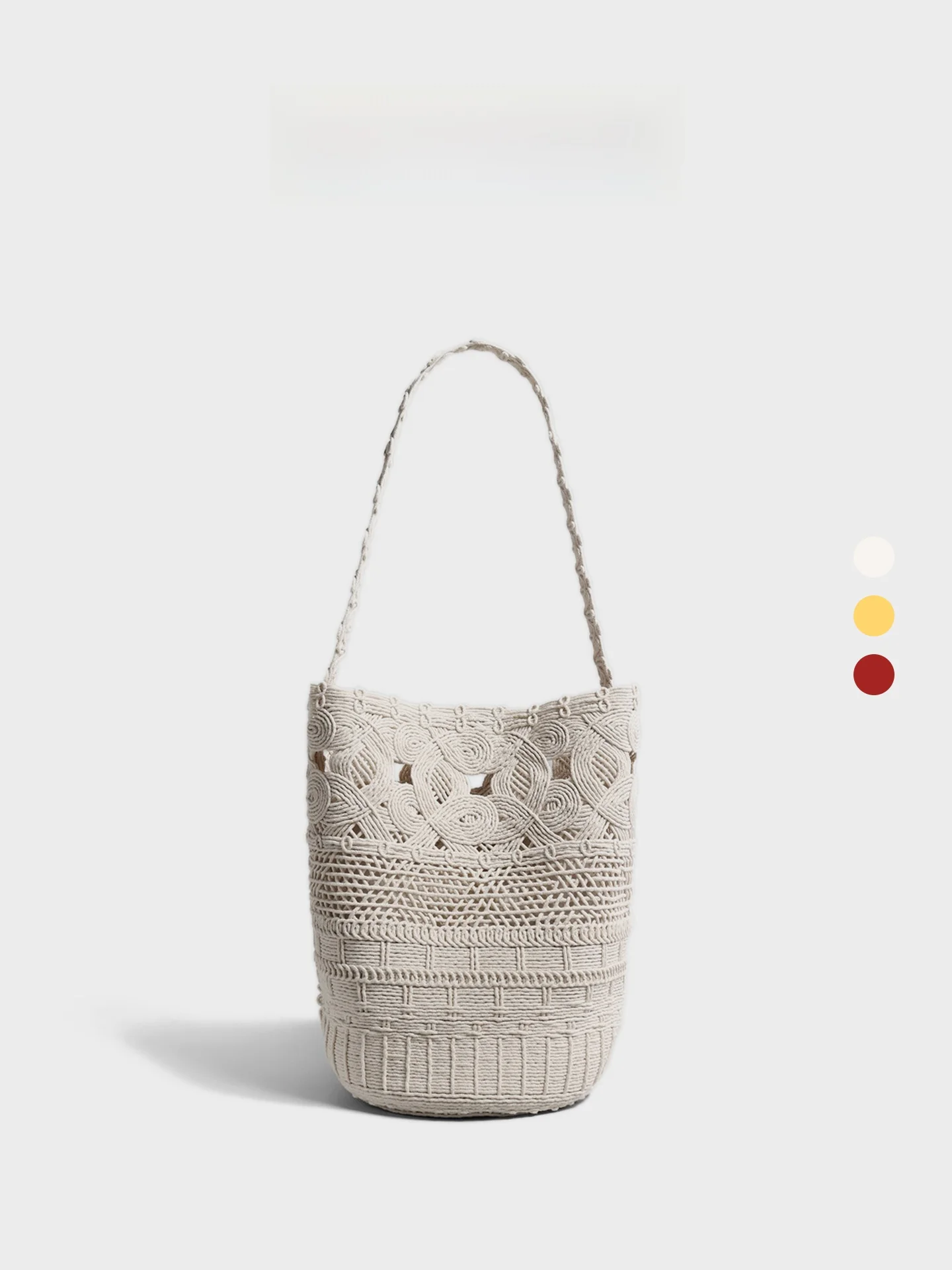 

Handcrafted Orange Girl Wax Rope Large Capacity Hollow out Single Shoulder Holiday Bucket Bag Women's Tote Bag Bucket Handbag