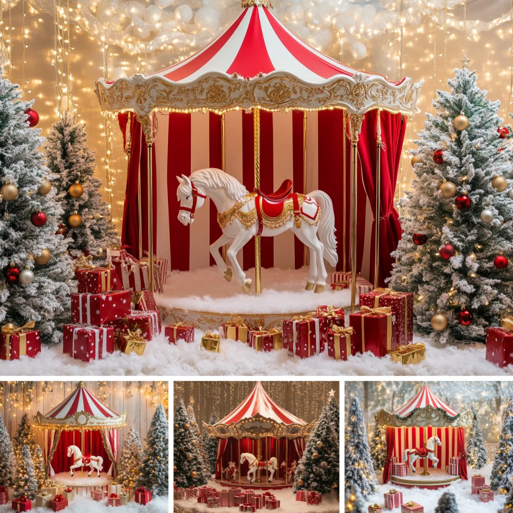 Photography Lighting White Background - Red White Striped Carousel Tent Christmas