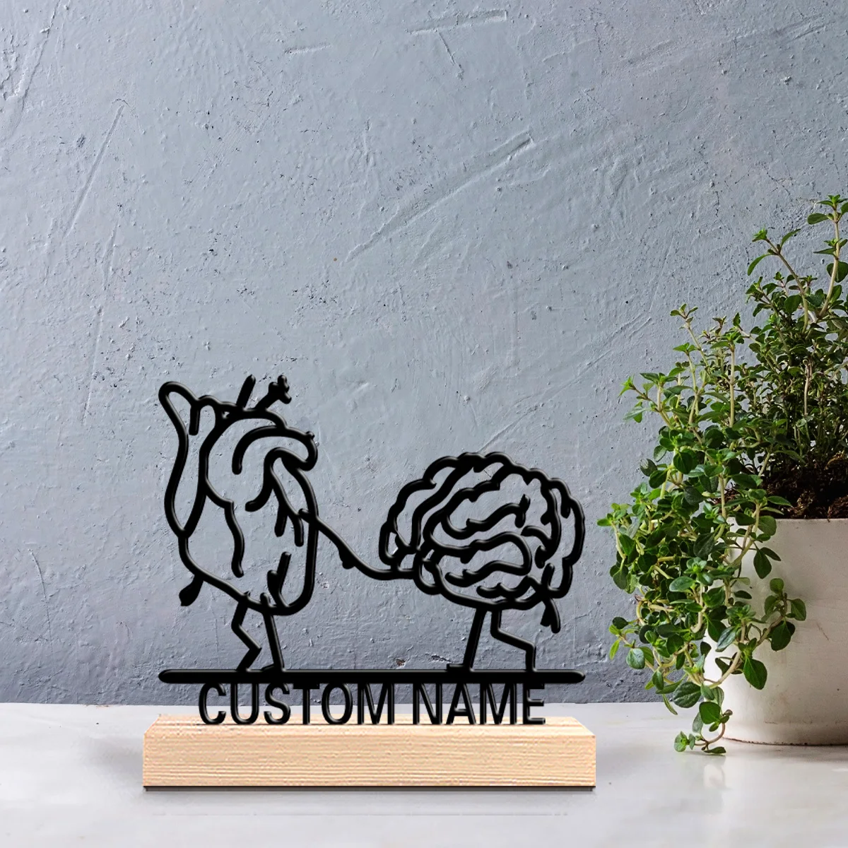 1pc Romantic Personalized Custom heart Wooden Base Bar Decor for Kitchen Dining Room Modern Rustic Themes Easter decorations view 3