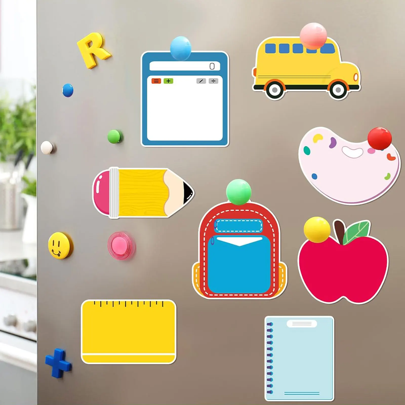 12 PCS Teacher Sticky Notes Cute Sticky Notes Back to School Sticky Notes Pencil Ruler Blackboard Apple Shaped Self Sticky Cart