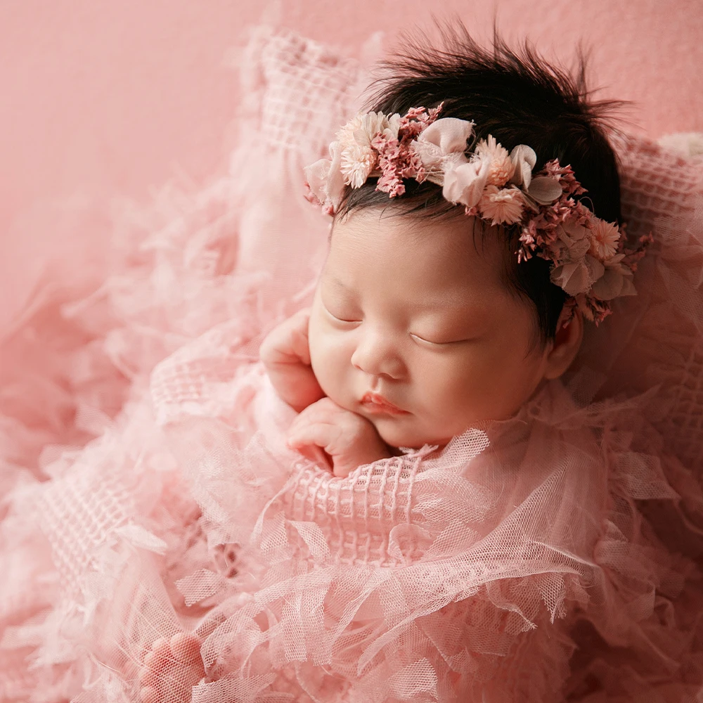 Accessoires de Prise de Vue pour Bébé, en Coton, Ours Rond, Chapeau à Beurre, Oreiller en Dentelle, Accessoires de Photographie, Thème Rose pour Studio Photo