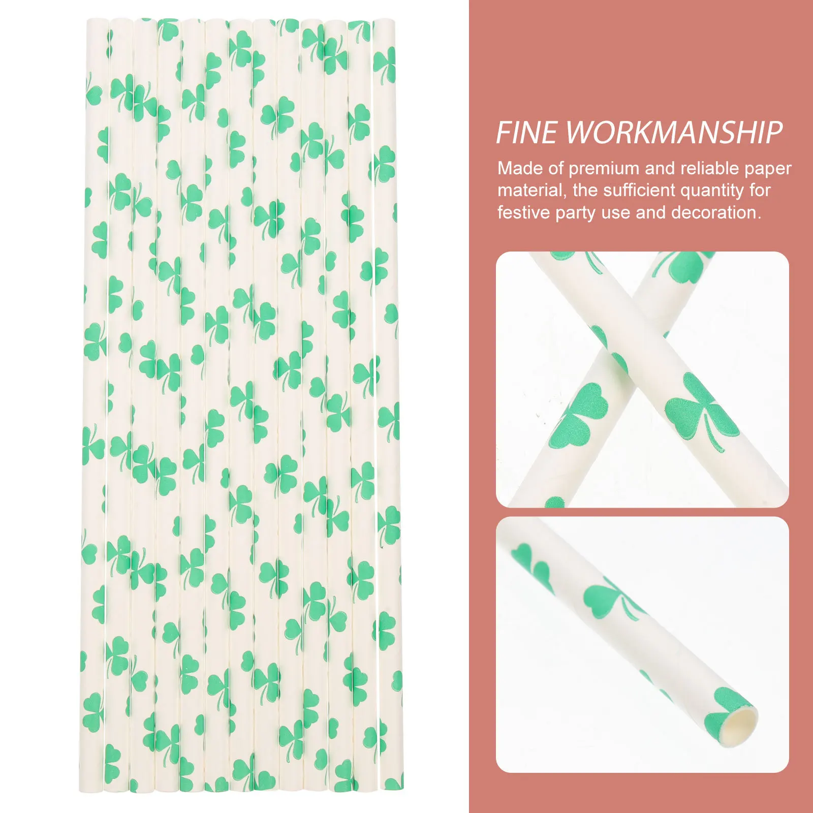 

96 Pcs Soft Straw Drinking Straws Paper Patricks Day Accessories