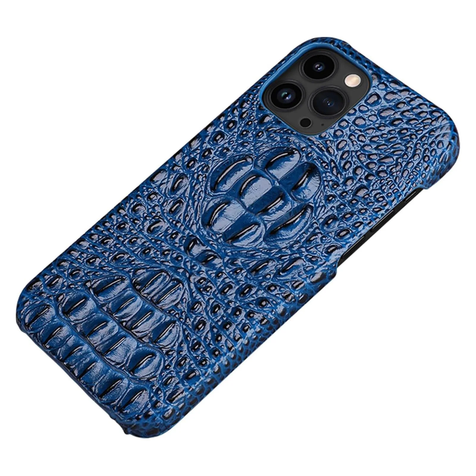 Ultra-Thin Case for iPhone 16 Pro Max/16 Pro/16, Crocodile Pattern Genuine Leather Cover Smooth Shockproof Luxury Case