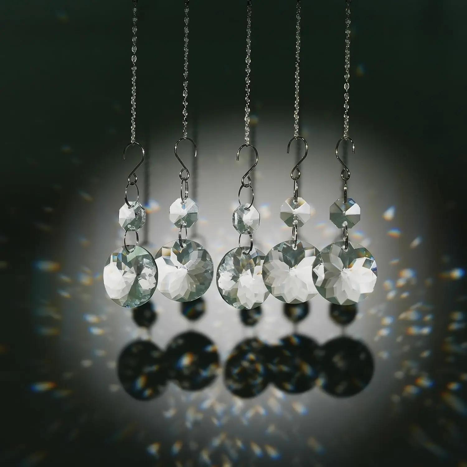 20PC Clear Crystal Prisms Hanging Suncatcher Beads Chandelier Replacement Christmas Tree Decor Beads Jewelry Accessories