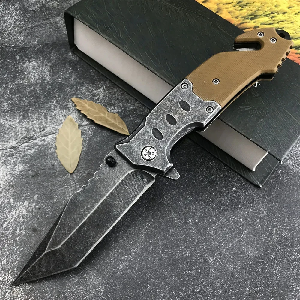 F023 Tactical Flipper Assisted Folding Knife 5Cr13Mov Tanto Point Blade 420 Steel + G10 Handle EDC Outdoor Fishing Rescue Tool