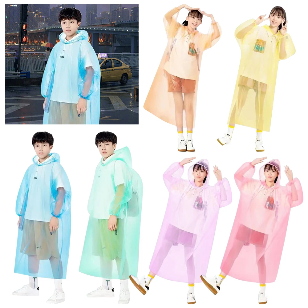 Vacuum Compression Kids Raincoat Card Packaging Waterproof One-Piece Raincoat Travel Convenient Reusable Poncho Outdoor