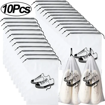 10/1 個透明靴収納袋ポータブル旅行パッキング巾着ポーチ防水防塵バッグホームシューズオーガナイザー