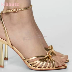 Cross Strap Sandals Patent Leather Solid Color Gold Pointed Toe Thin Heel Ankle Strap Fashion Elegant Sexy Party Dress Shoes New