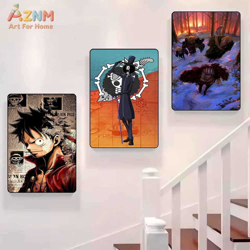 AZNM One Piece Anime Canvas Wall Art Monkey D Luffy Brook Marco Gear 5 Kaido HD Print Frameless Painting Japanese Manga Wanted P view 5