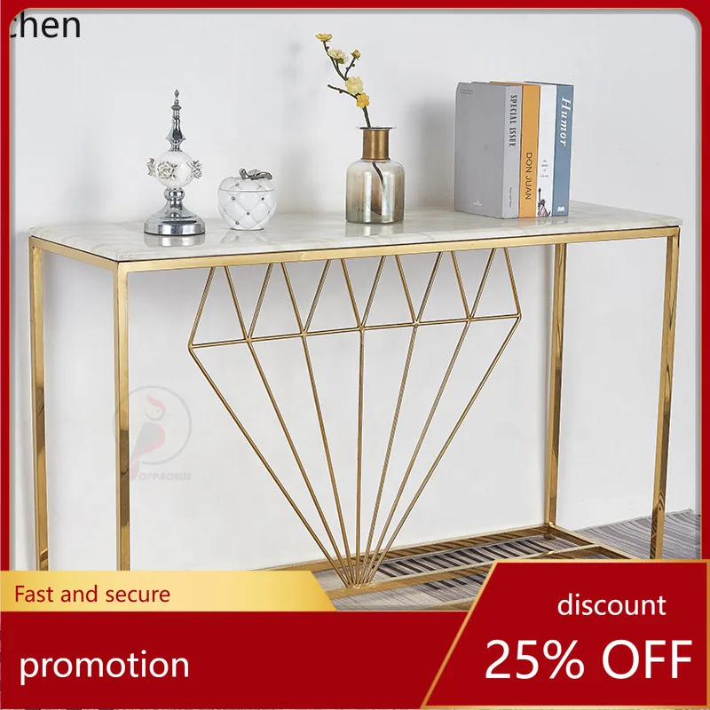 

YFY Modern Diamond Entryway Stainless Steel Living Room Light Luxury Entryway Table Marble gold Entryway Cabinet