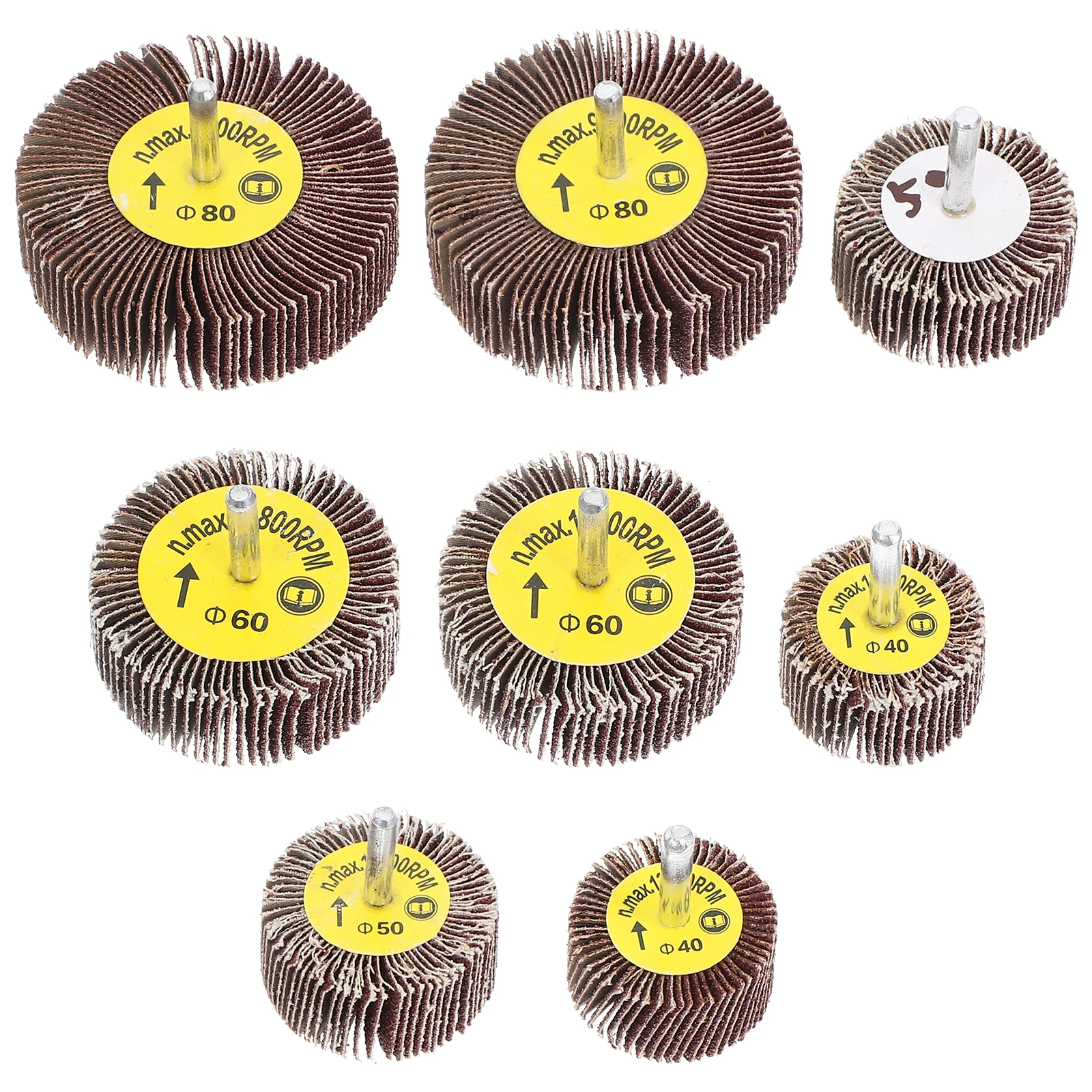 

8pcs Flap Wheels 16x25x6 20x25x6 25x25x6 30x25x6 80# Grinding Heads for Electric Drills Rotary Tools Sanding Cloth Heads Metal
