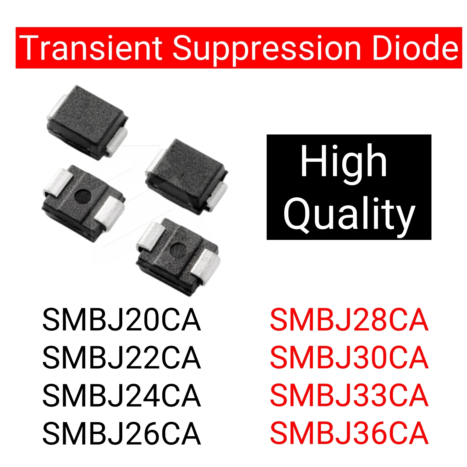 20PCS SMBJ20CA SMBJ22CA SMBJ24CA SMBJ26CA SMBJ28CA SMBJ30CA SMBJ33CA SMBJ36CA Bidirectional TVS Transient Suppression Diode SMB