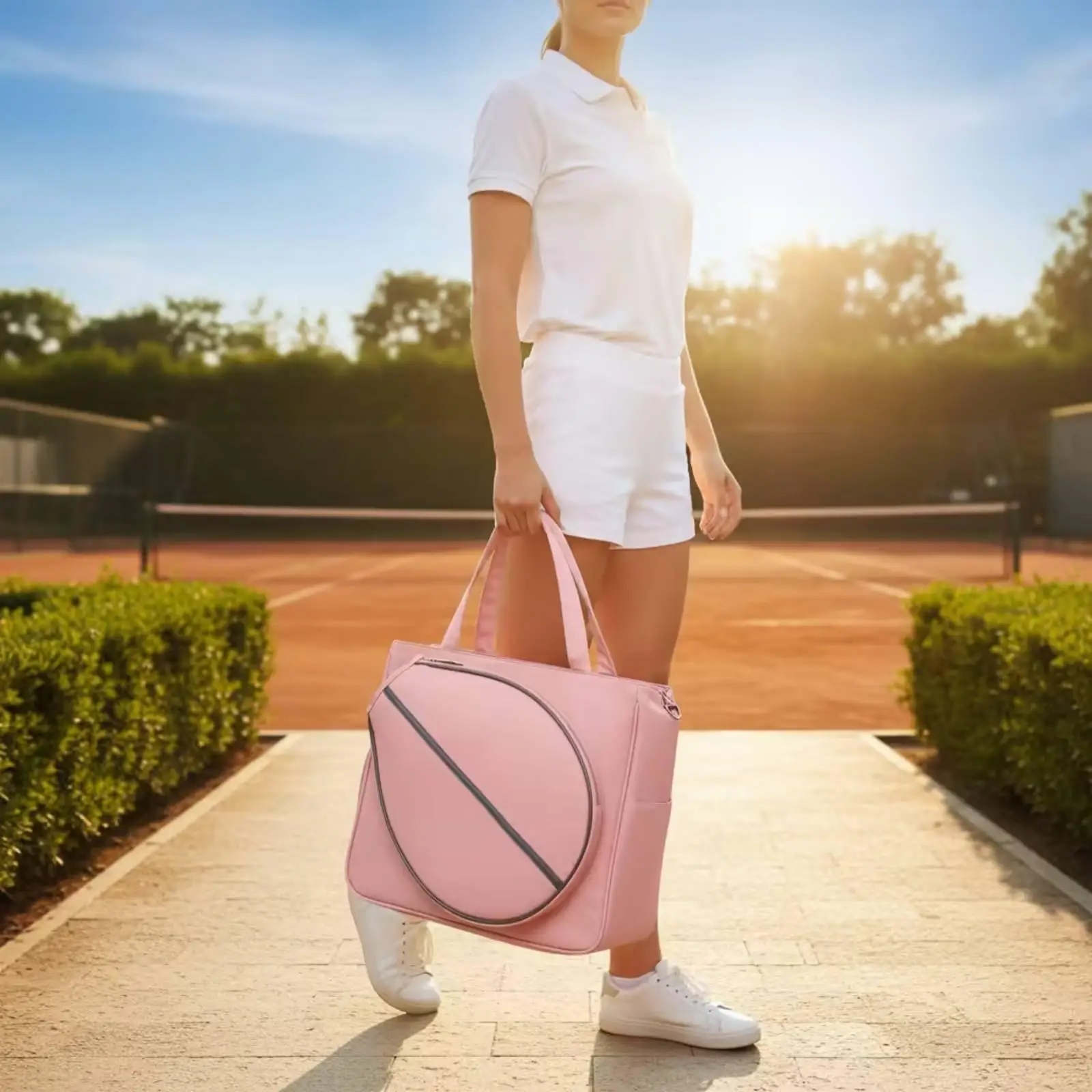 Durable Nylon Sports Equipment Carrier with Rectangular Body and Shoe Compartment for Pickleball and Tennis