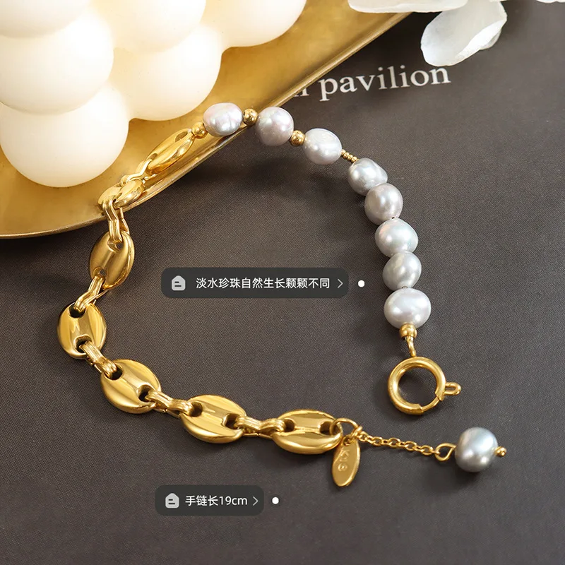 Adjustable Design 14K Gold Chain with Natural Freshwater Pearl Bracelet Handmand Jewelry GPB09