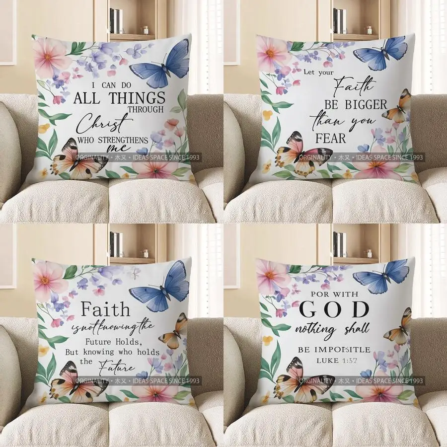 Floral and butterfly pattern Double-sided Printed pillow cover Short plush Suitable living rooms bedrooms throw cushion cover