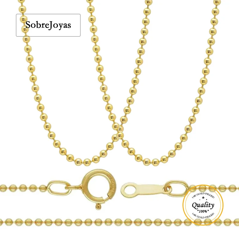 14K Gold Filled Bead Chain Necklace Minimalist Gold Jewelry for Women Wholesale 1MM/1.2MM/1.5MM Chain Options Available