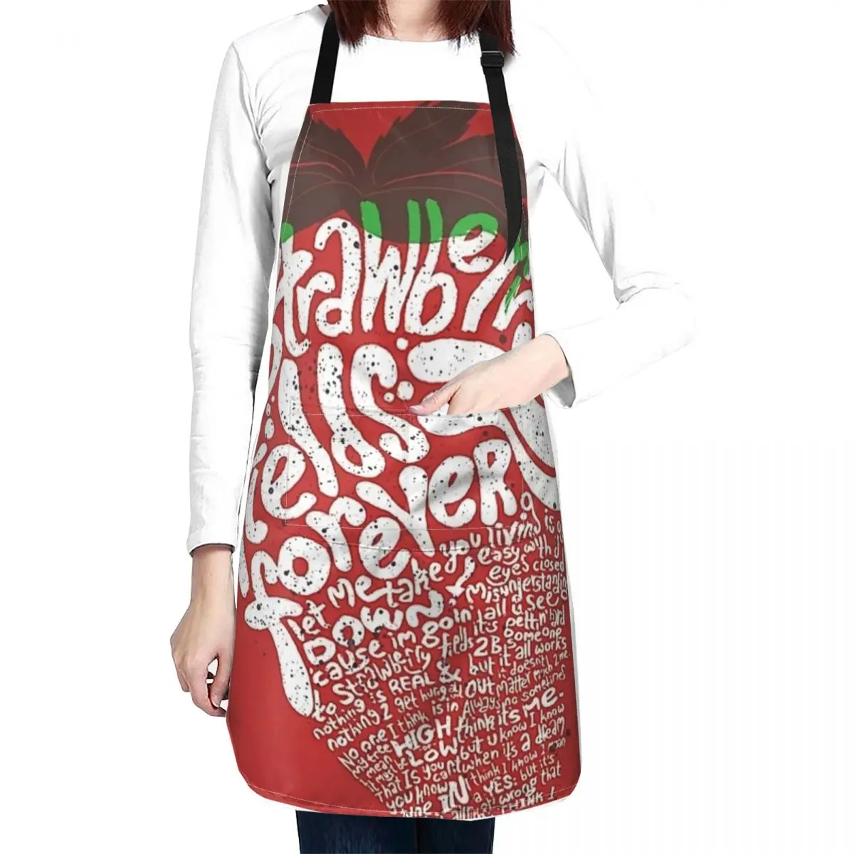 Strawberry Fields FOREVER Apron kitchen clothes for men Trim Cloth Things For Kitchen christmas kitchen cloths Apron