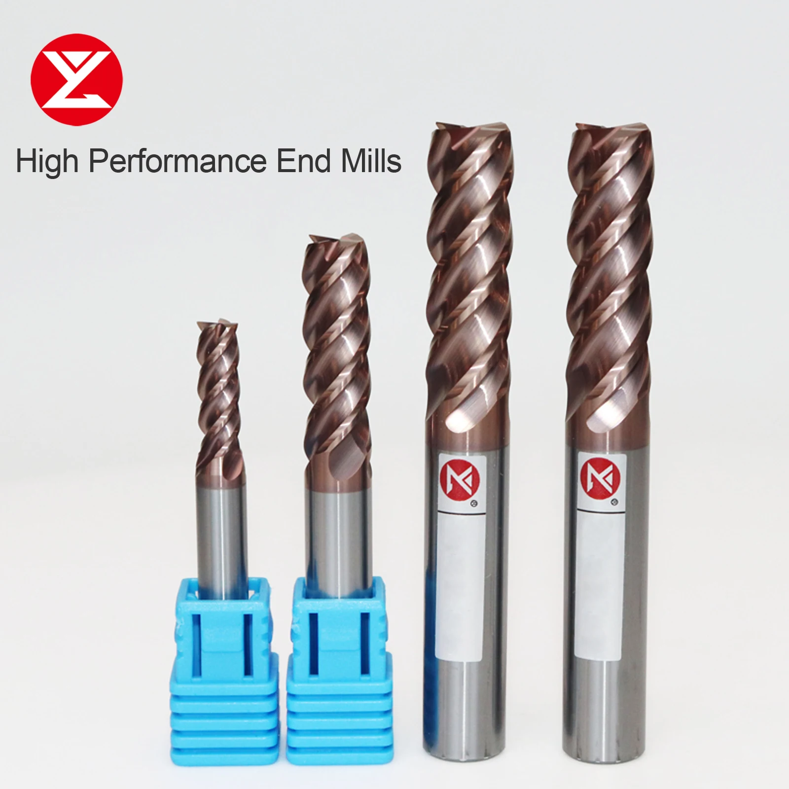 CNC Carbide End Mills Tungsten Machine Cutter Tools 4 Flute Metal Steel Key Face Square Router Bit 6 8 12 Shank High Efficiency