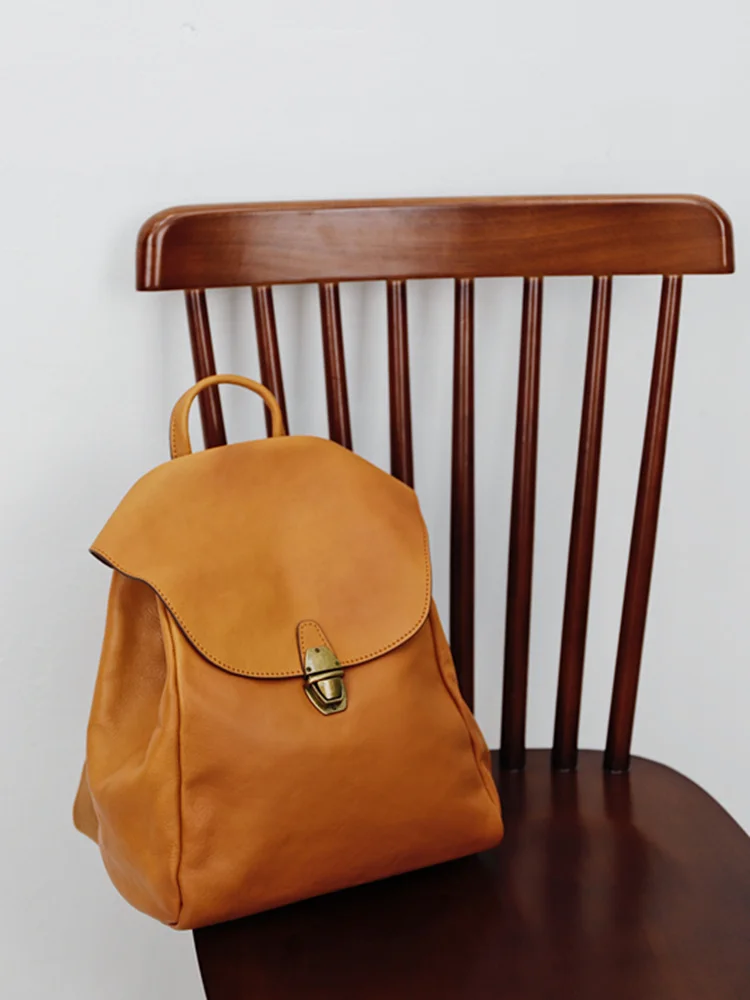 PNDME Simple vintage first layer cowhide ladies' backpacks outdoor travel designers handmade genuine leather women's schoolbag