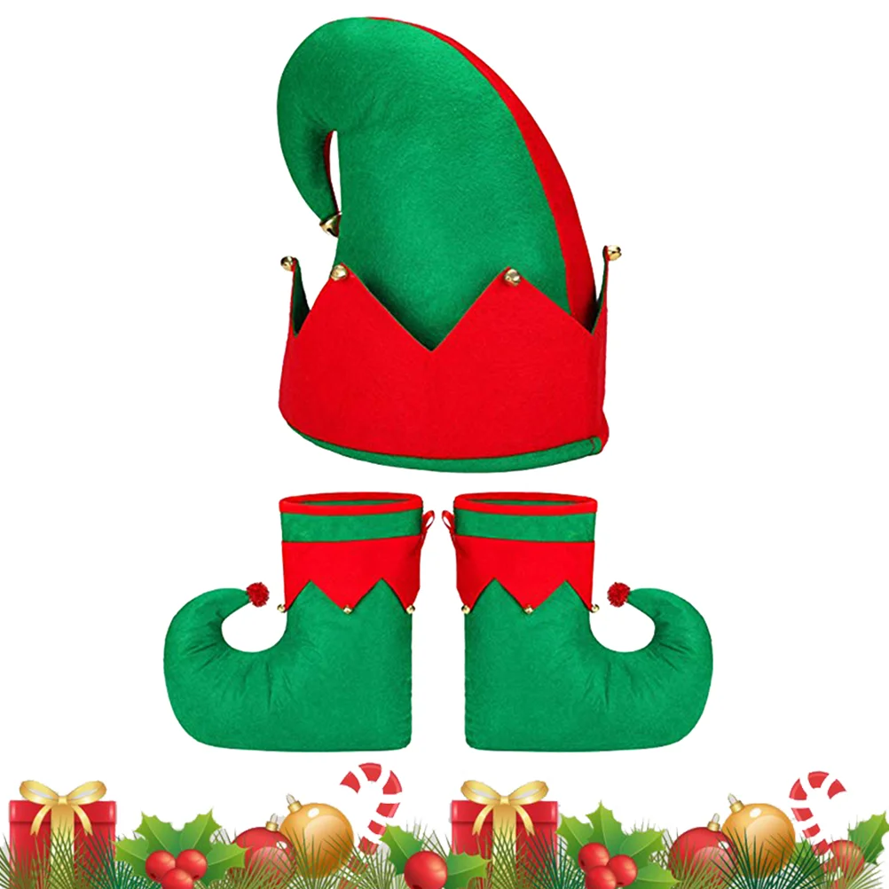 3 Pcs Christmas Shoes and Hats Themed Costume Party for Chirastmas Clothing Chirstmas Ball