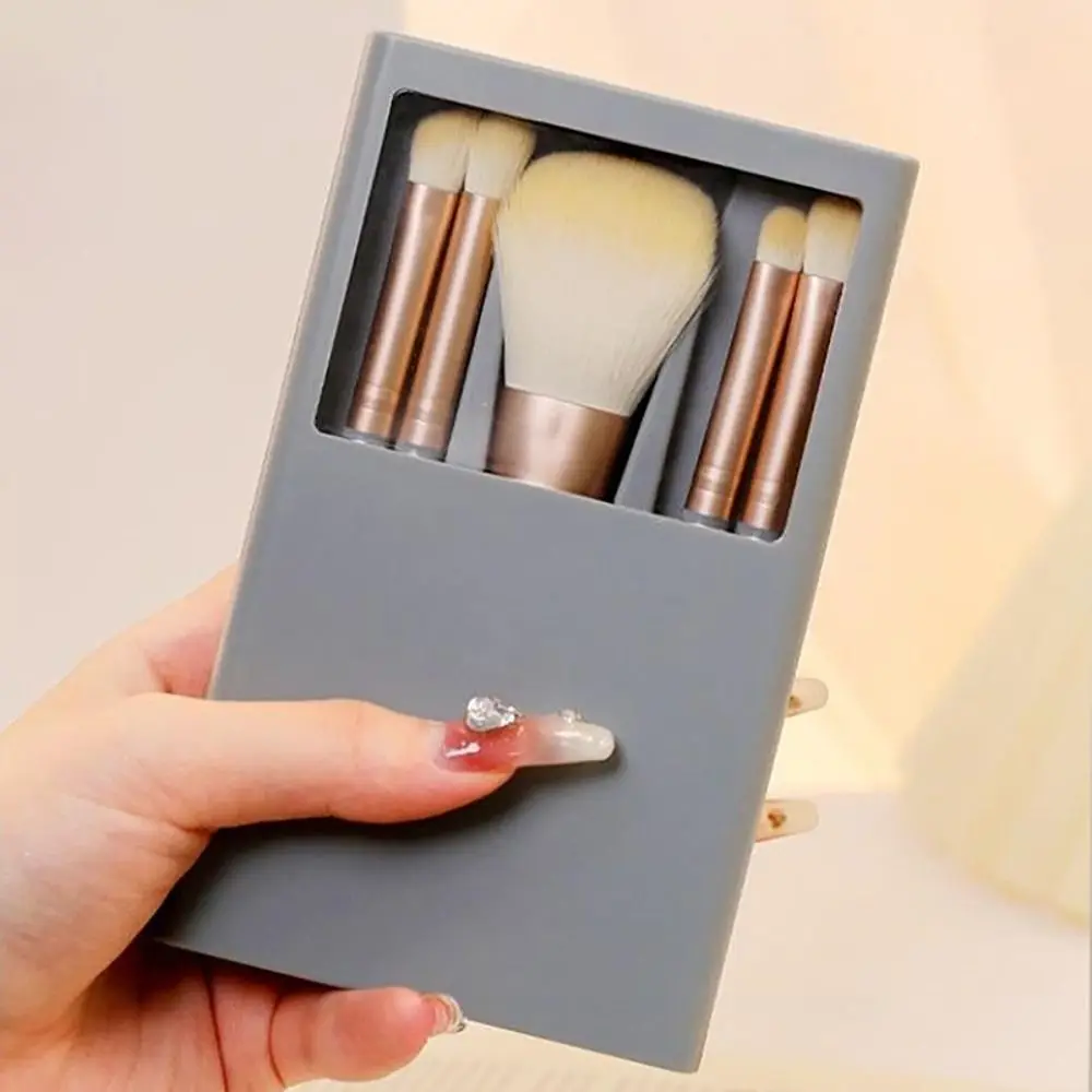 5 Stück Reise Make-up Pinsel Set einfach genommen Mini Make-up Pinsel Set mit Etui Spiegel kleine komplette Funktion Kosmetik Pinsel Kit