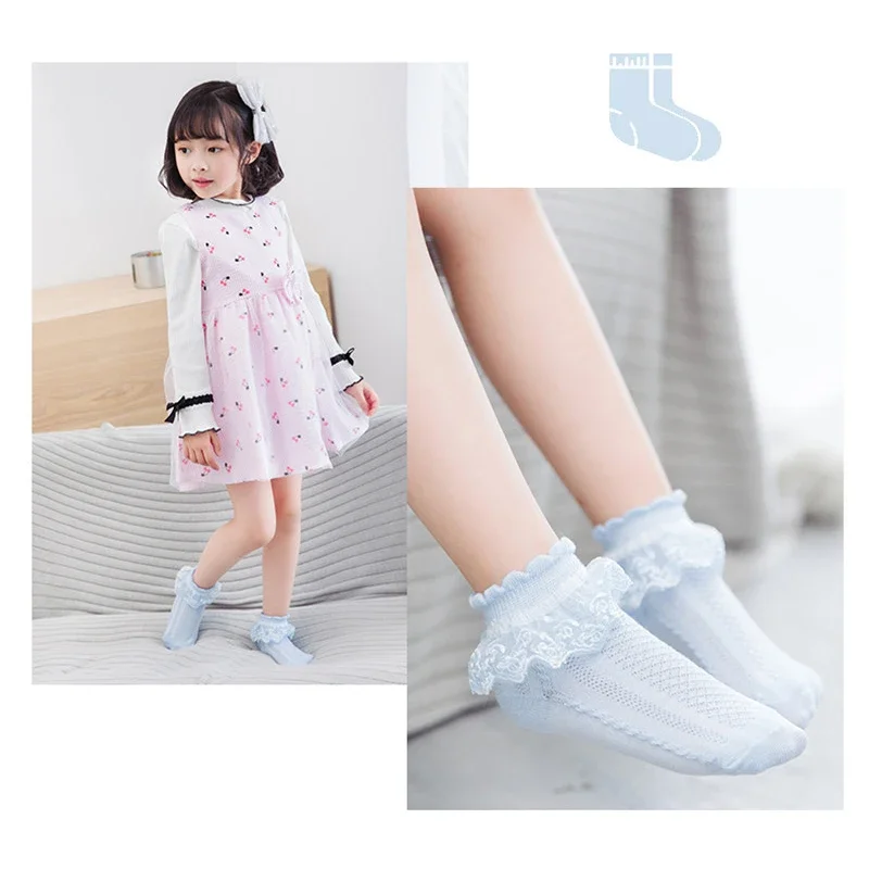 Summer Fashion Kids Socks Baby Girl Ruffle Sock Cute Frilly Toddle Designer White Pink Lace Children Cotton Socks for Girls images - 6