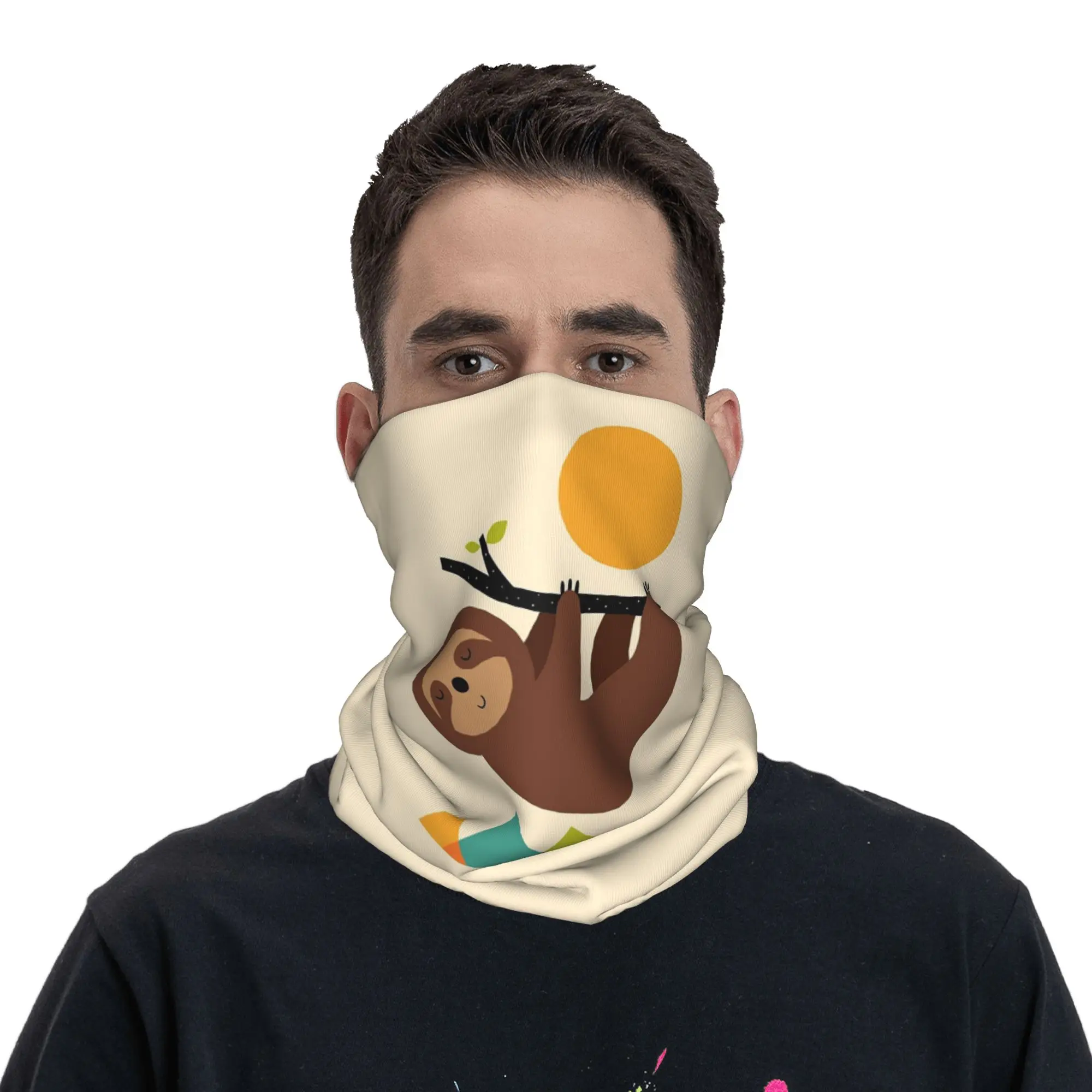 Keep Calm And Live Slow sloth Bandana Neck Cover Printed Wrap Scarf Warm Cycling Scarf Hiking Fishing For Men Women Adult