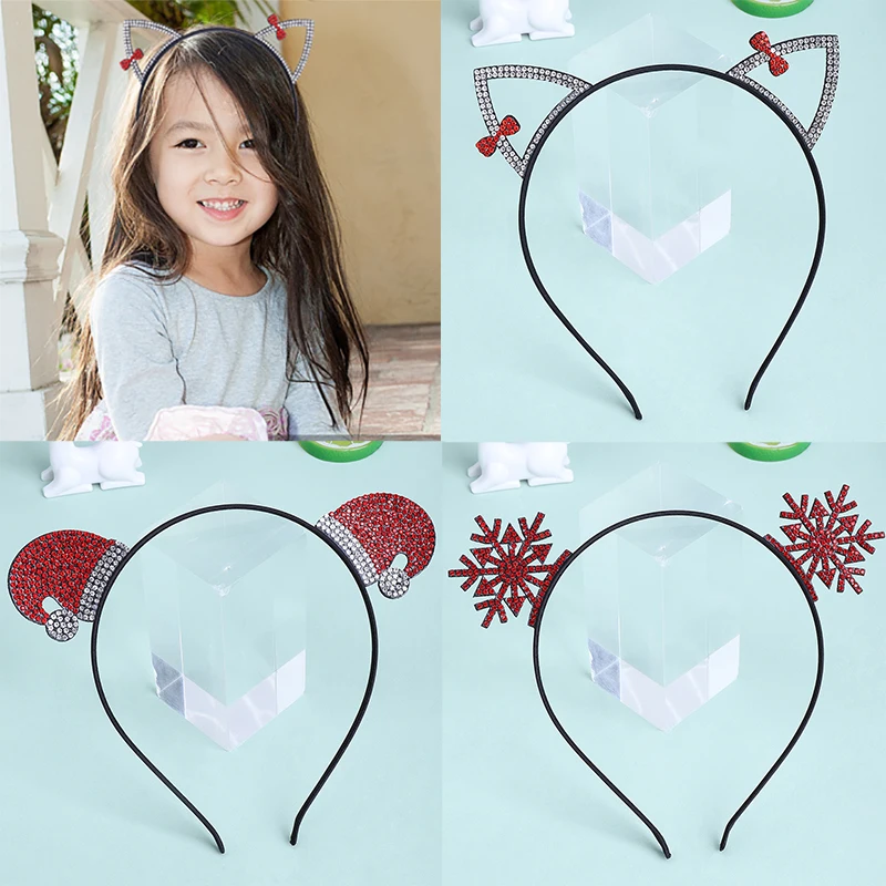 10pcs/set Christmas Hair Bands Snowflake Hats Christmas Tree Hair Bands for Children Girls Cute Hair Bands Hair Accessories