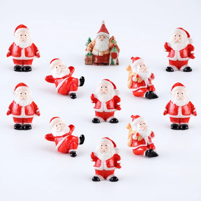 

10pcs Xmas Miniature Snowman Figurines Resin Christmas Decorations Desktop Home Party Gift Small Mini Statues For Bedroom Garden