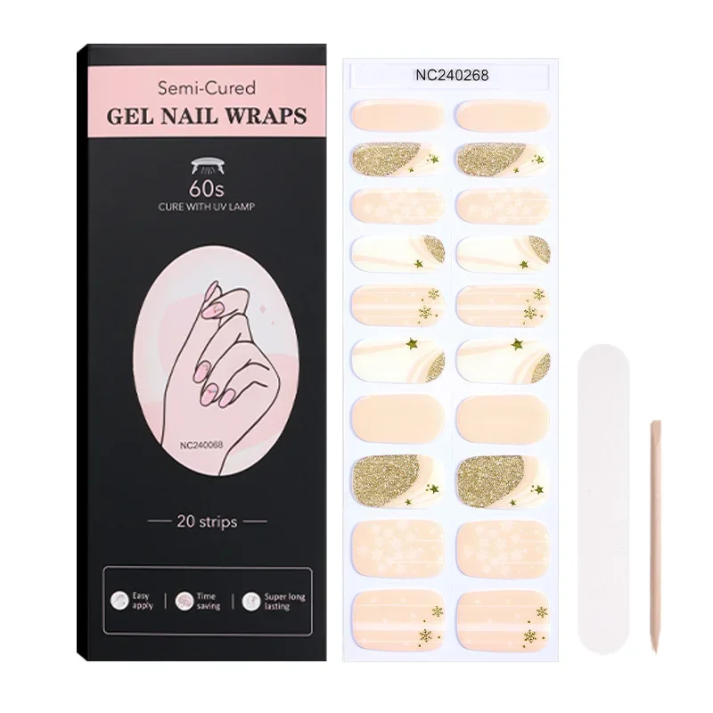 Weihnachten halb gehärtet Gel Nagel Patch Slider Kleber Schneemann Schneeflocken Nail Art Aufkleber Nagel liefert DIY Maniküre UV-Lampe brauchen