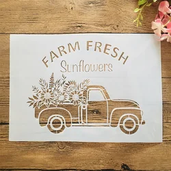 A4 29*21cm Vintage Farm Truck DIY Layering Stencils Wall Painting Scrapbook Coloring Embossing Album Decorative Template