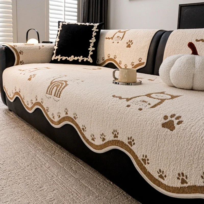 2026 New Special-shaped Cartoon Sofa Cushion Winter Non-slip Straight Row Living Room Thickened Plush Leather Sofa Seat Cushion